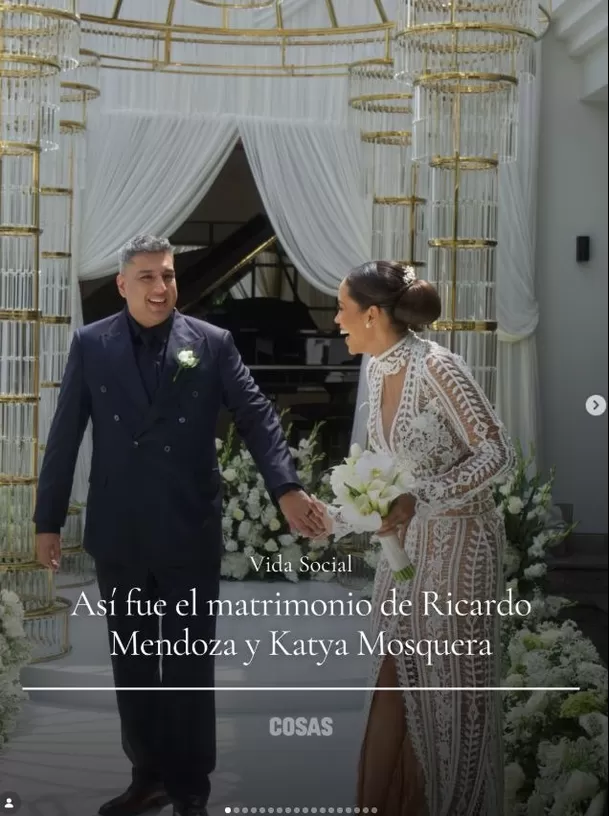¡YA SON ESPOSOS! Ricardo Mendoza y Katya Mosquera se casaron en íntima boda. Foto: Revista Cosas