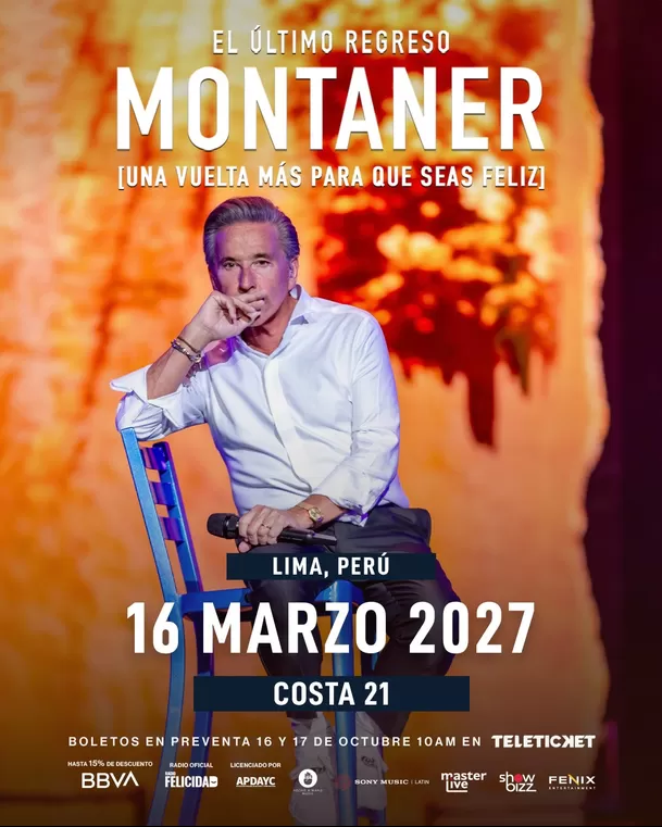 Ricardo Montaner se presentará en Lima el próximo 16 de marzo de 2027 / IG: @masterliveperu Ricardo Montaner se presentará en Lima el próximo 16 de marzo de 2027 / IG: @masterliveperu