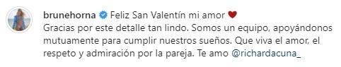 Richard Acuña sorprendió a Brunella Horna con romántico almuerzo al llegar a casa