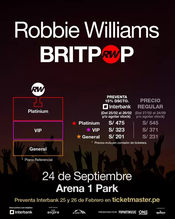 Precios de entradas para el concierto de Robbie Williams en Lima / Instagram 
