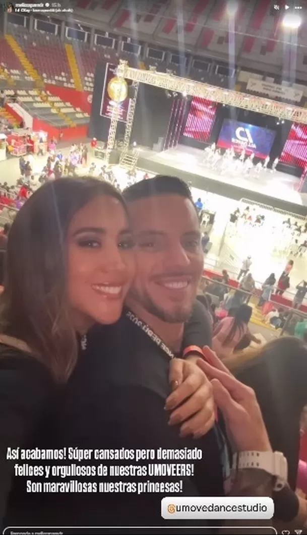 Melissa Paredes celebrando tirunfo con Anthony Aranda. Fuente: Instagram