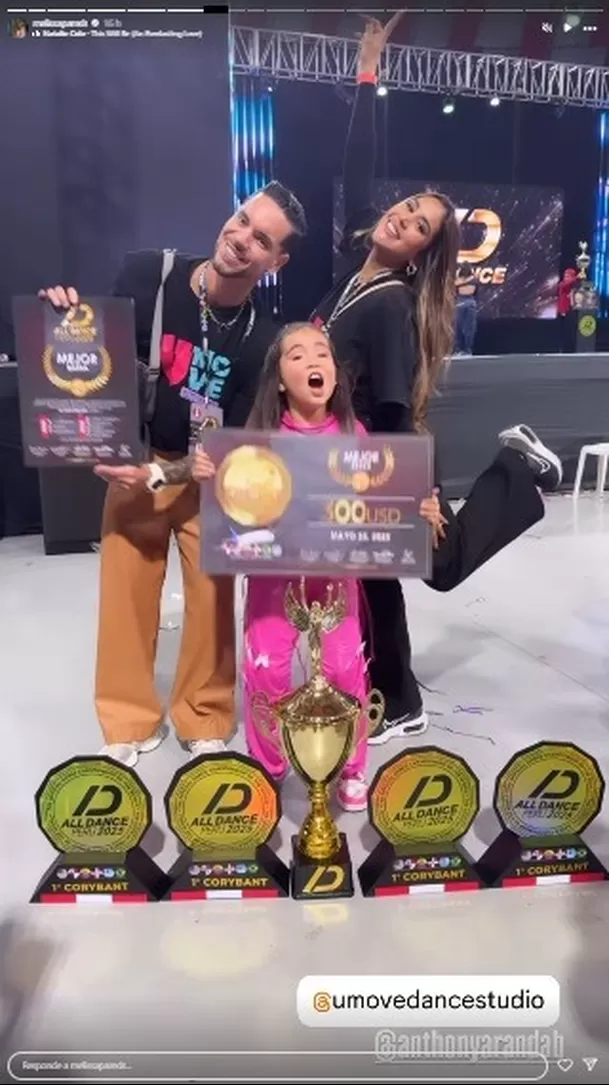 Melissa Paredes junto Anthony Aranda y su hija Mía. Fuente: instagram