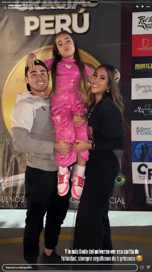 Melissa Paredes junto a su hija y Rodrigo Cuba. Fuente: instagram