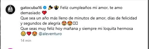 Rodrigo Cuba dedicó un romántico mensaje de cumpleaños a Ale Venturo/Foto: Instagram