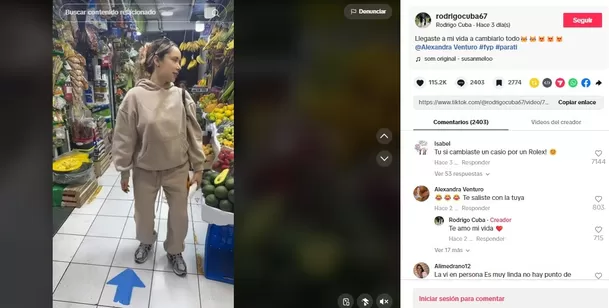 Rodrigo Cuba presumió su amor por Ale Venturo. Fuente: TikTok