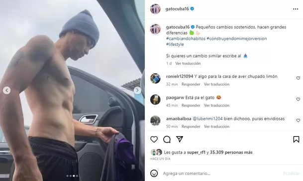 Rodrigo Cuba recibió críticas y burlas en redes sociales. Fuente: Instagram