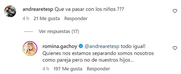 Respuesta de Romina Gachoy tras separación de Jean Paul Santa María / Instagram