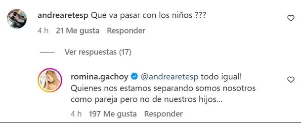 Respuesta de Romina Gachoy tras separación de Jean Paul Santa María / Instagram