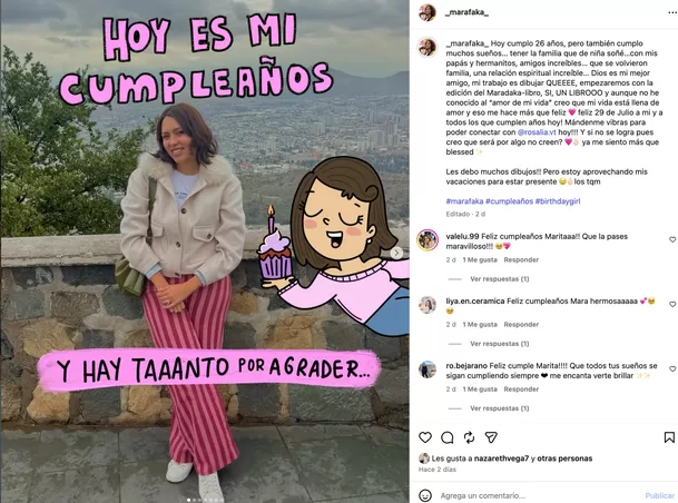 El emocionante momento fue compartido por la ilustradora de origen arequipeño en sus redes sociales. Video: @_marafaka_ El emocionante momento fue compartido por la ilustradora de origen arequipeño en sus redes sociales. Video: @_marafaka_