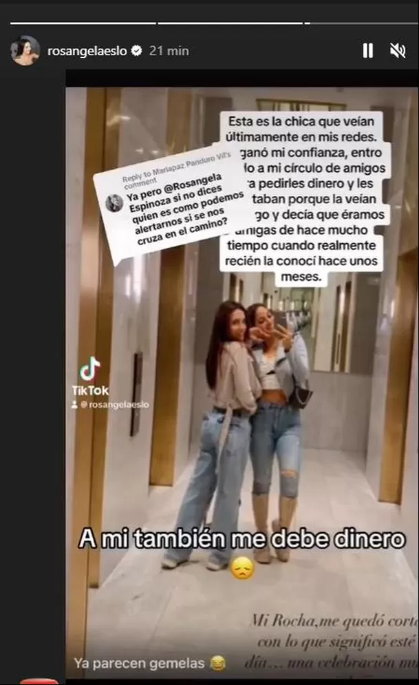 Rosángela Espinoza denunció publicamente a una mujer que la estafó con una suma de dinero que jamás le devolvió/ Foto: TikTok Rosángela Espinoza