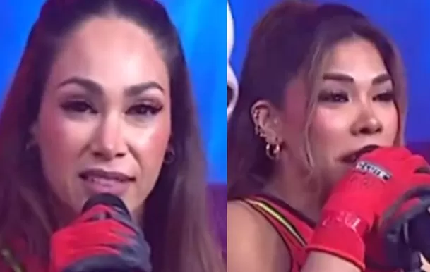 Melissa Loza y Karen Dejo no sueltan a Rosángela Espinoza. Foto: EEG