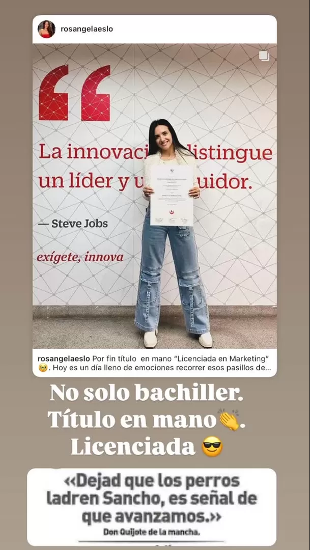 Rosángela Espinoza presumió su título de Marketing/Foto: Instagram