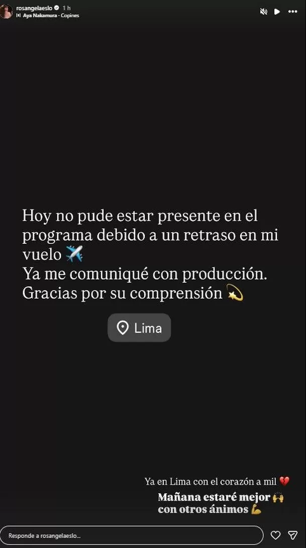 Rosángela Espinoza reveló motivo de su ausencia en EEG