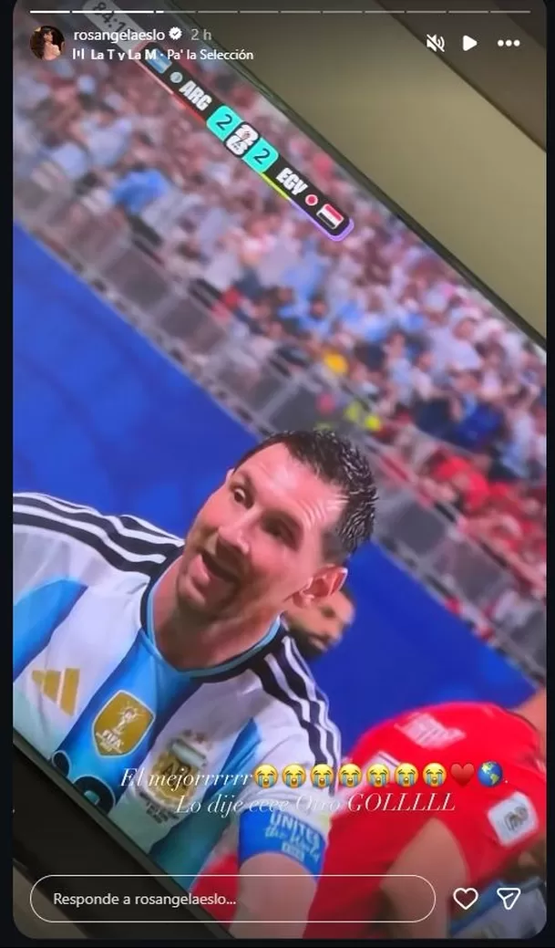 Rosángela Espinoza no pudo evitar ponerse nerviosa con el sufrido partido de la albiceleste en octavos de final del Mundial 2026 Video: Instagram @rosangelaeslo