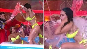 Rosángela quiso escaparse, pero recibió tremendo baldazo en la cara / AméricaTV