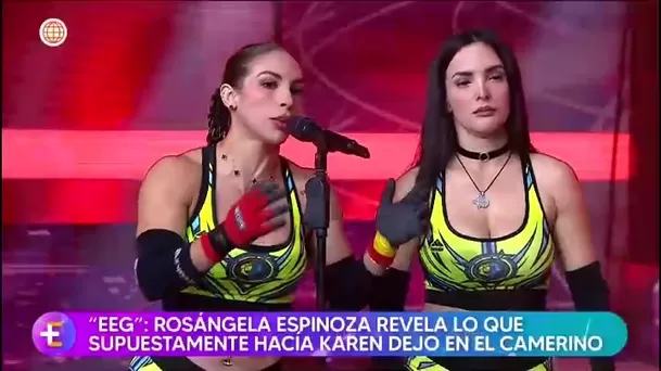 Rosángela deja entrever “algo raro” en camerino de Karen Dejo/ América TV