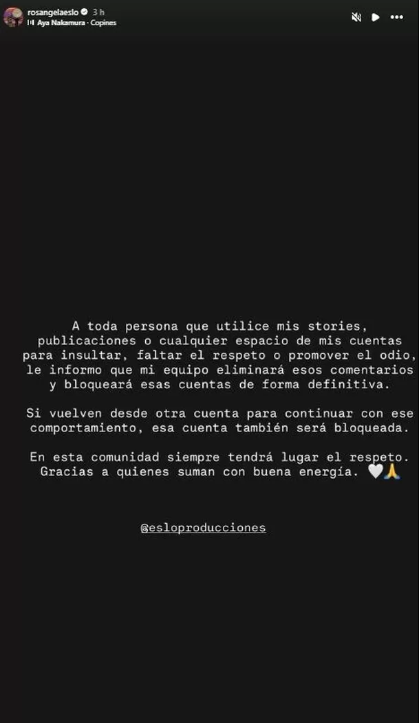 Rosángela Espinoza anunció radical medida tras críticas a su triunfo frente a Allison Pastor / IG: rosangelaeslo Rosángela Espinoza anunció radical medida tras críticas a su triunfo frente a Allison Pastor / IG: rosangelaeslo