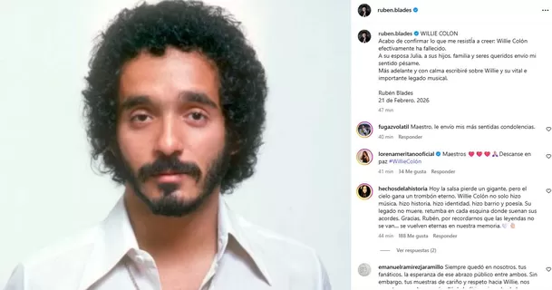 Rubén Blades y su sentida despedida a Willie Colón / Instagram
