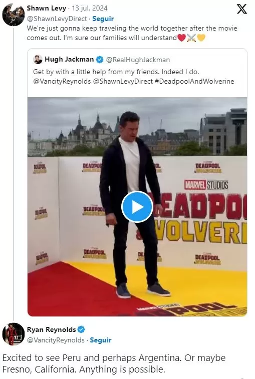 El mensaje de Ryan Reynolds que emocionó a muchos peruanos / X