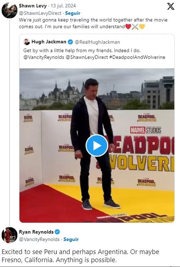 El mensaje de Ryan Reynolds que emocionó a muchos peruanos / X