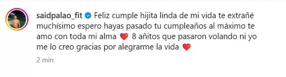 Este fue el mensaje que Said Palao le dedicó a su hija Caetana por sus 8 años /Foto: Instagram