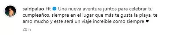 Mensaje de Said Palao dedicado a Alejandra Baigorria/Foto: Instagram