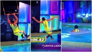 Said Palao sufrió bochornosa caída a la piscina / AméricaTV