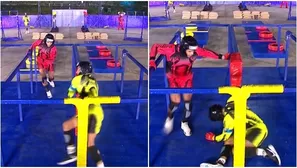 Said Palao sufrió terrible resbalón que lo hizo perder contra Leandro. Fuente: AméricaTV