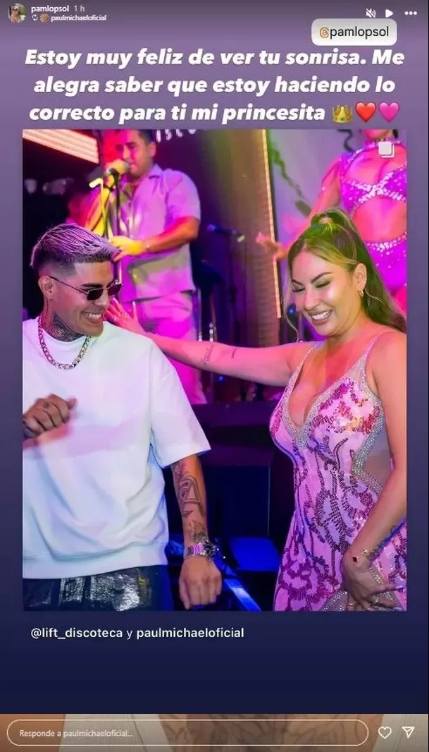 Mensaje de Paul Michael Paul a Pamela López en redes sociales. Fuente: Instagram