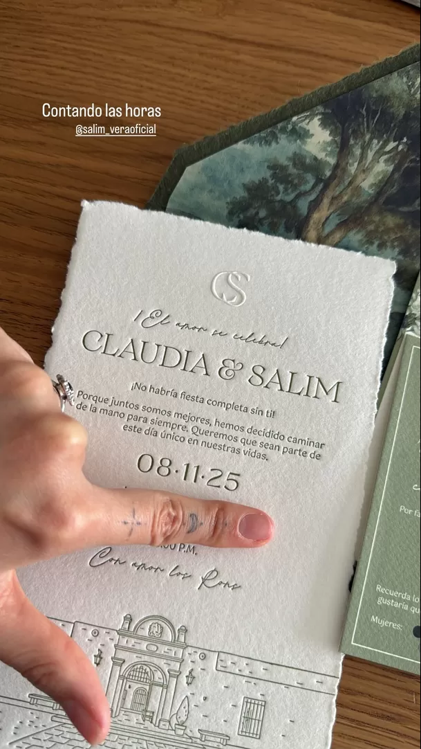 La invitación para la boda de Salim Vera y Claduia Sobenes / Instagram La invitación para la boda de Salim Vera y Claduia Sobenes / Instagram