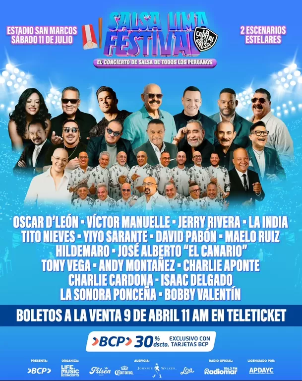 Cartelera de artistas del 'Salsa Lima Festival 2' / Instagram