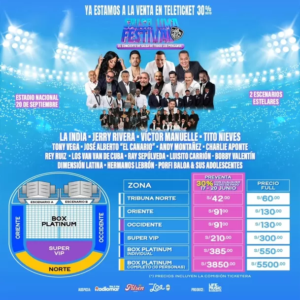 Precios de las entradas para el Salsa Lima Festival 2025 / Teleticket