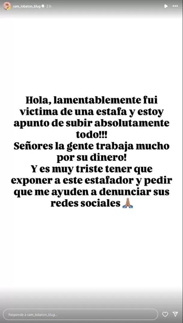 Samahara Lobatón denunció ser víctima de estafa. Fuente: Instagram