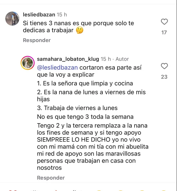 Samahara Lobatón explica por qué tienes 3 nanas / Instagram