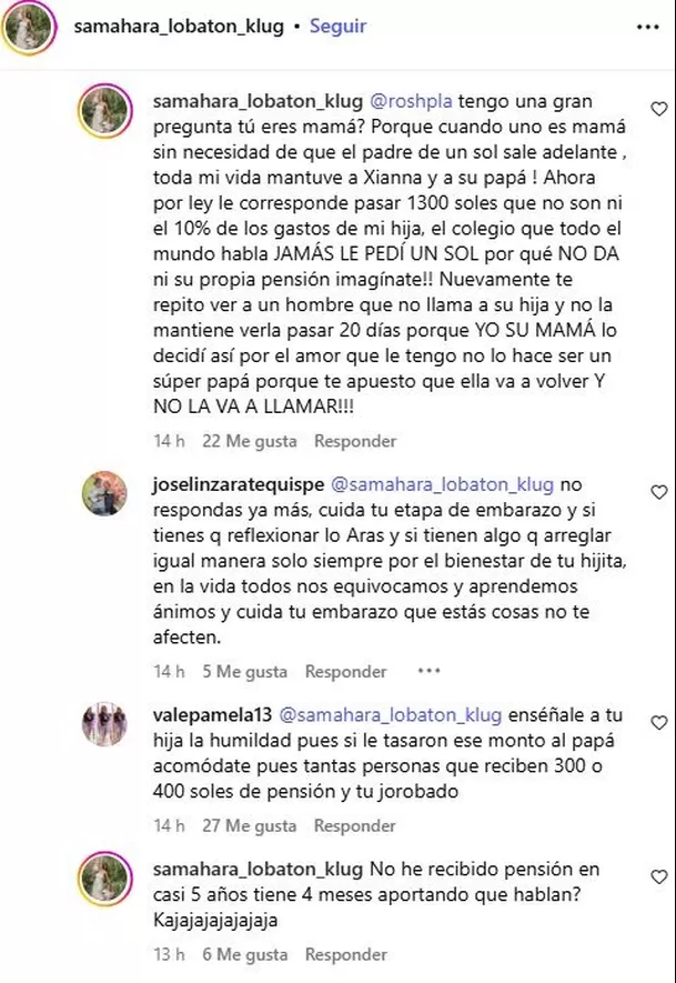 Samahara Lobatón discute con usuarios tras audios que difundió Youna / Instagram
