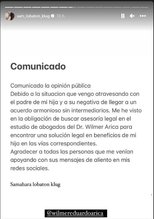 Samahara Lobatón anunció que reclamará los derechos de su hija Xianna por vía judicial / Foto: IG Samahara Lobatón