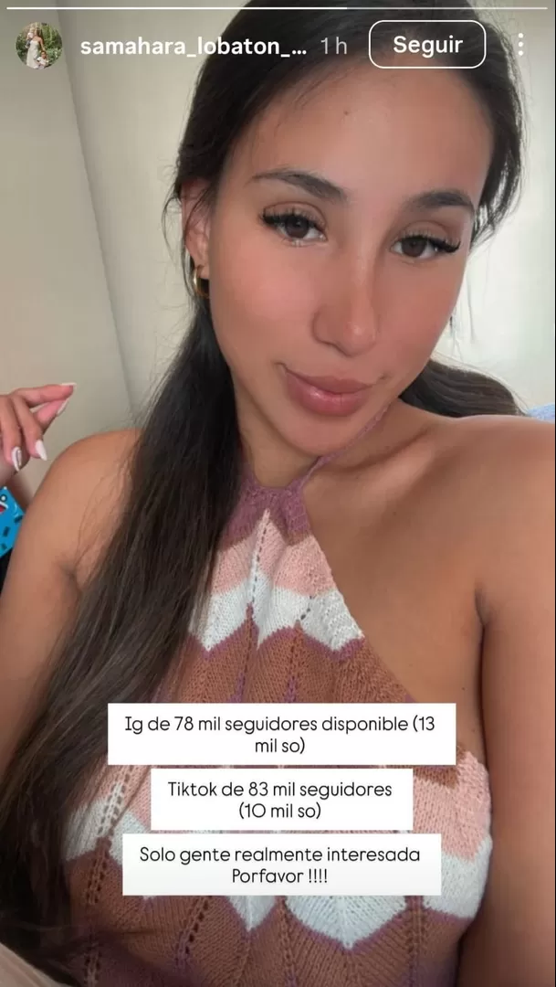 Samahara Lobatón impacta al vender sus redes sociales a 13 mil soles / Instagram