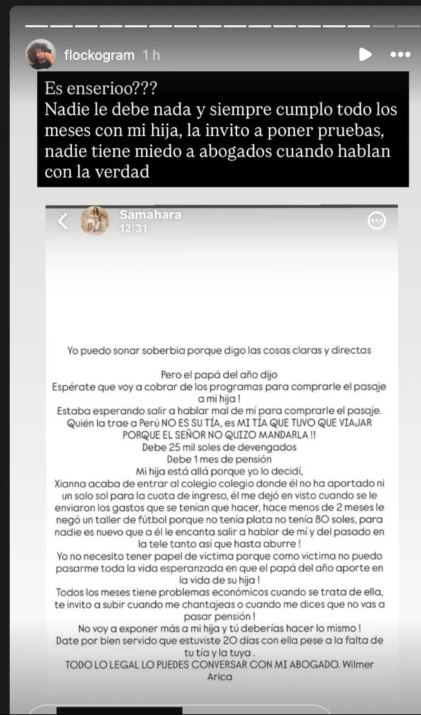 Youna respondió desafiante ante el comunicado de Samahara Lobatón en Instagram.