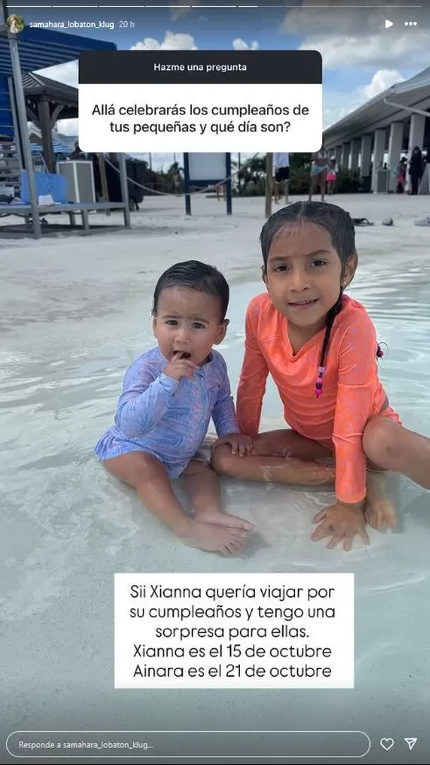 Samahara Lobatón se quedará a celebrar el cumpleaños de sus dos hijas en Estados Unidos. Fuente: Instagram