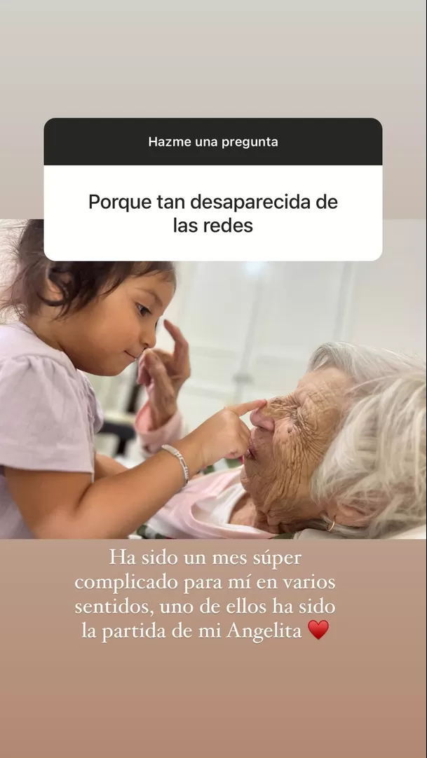 Publicación de Samahara Lobatón en redes sociales. Fuente: Instagram