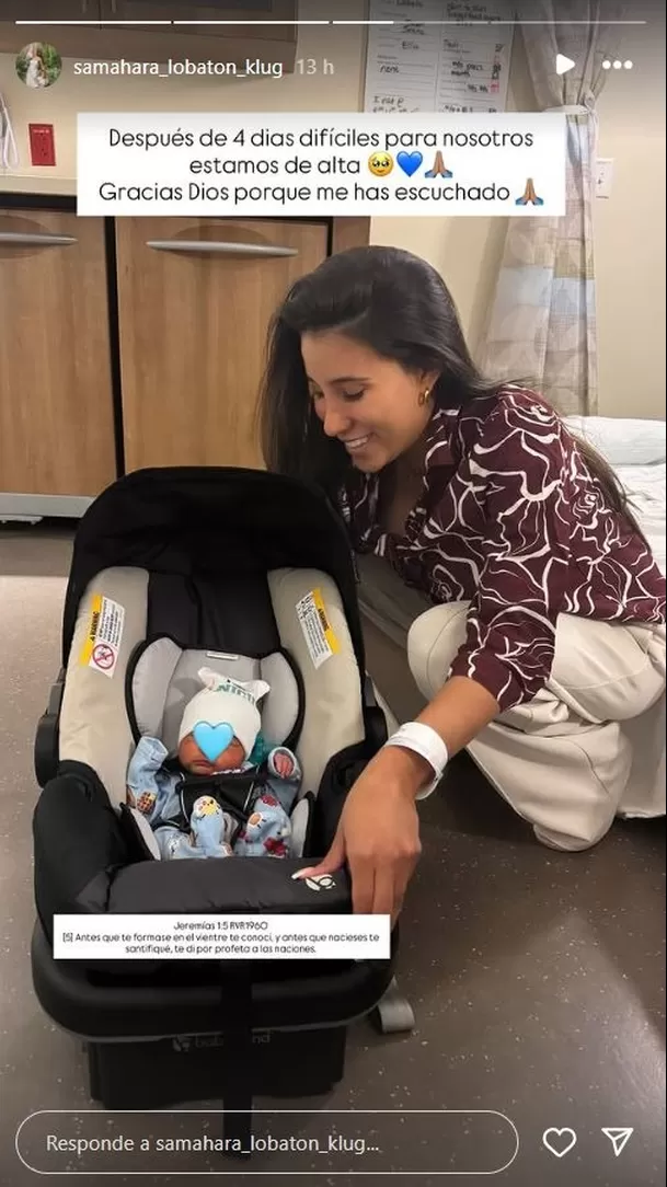 Samahara Lobatón agradeció a Dios por haber escuchado sus oraciones. Foto: Instagram Samahara Lobatón agradeció a Dios por haber escuchado sus oraciones. Foto: Instagram