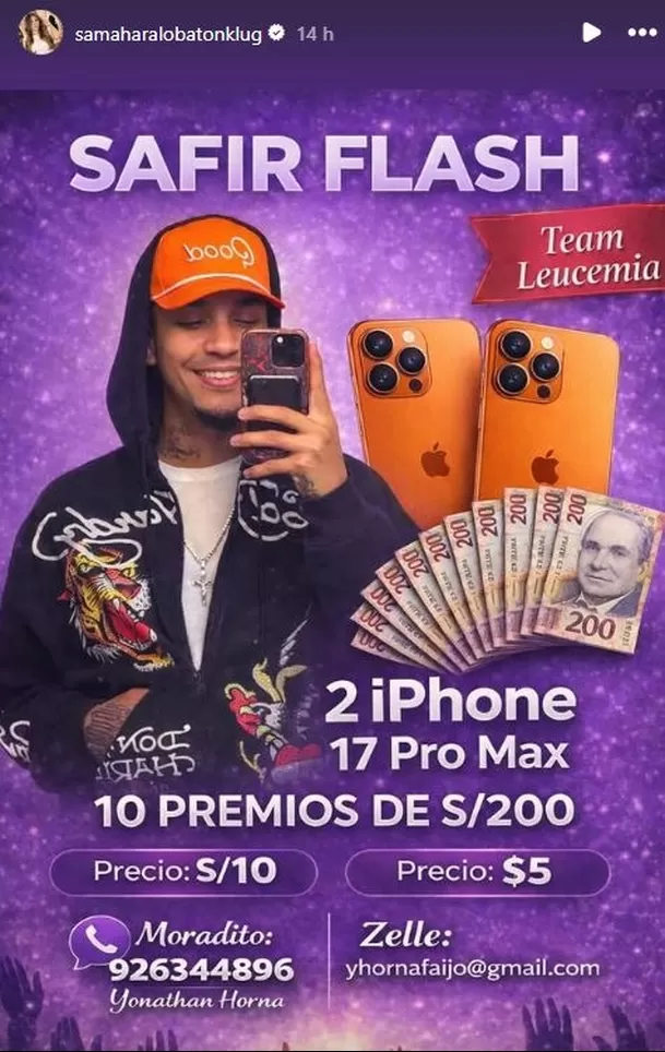 Samahara Lobatón promociona rifa en favor de la salud de Youna / Instagram