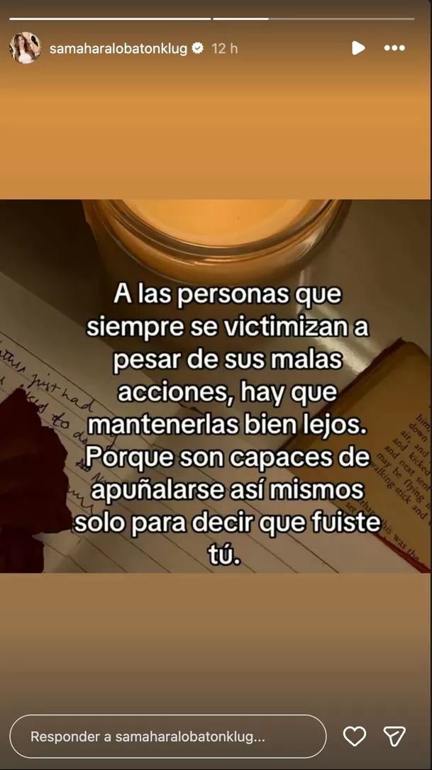 Samahara Lobatón publicó potente mensaje contra Bryan Torres. Foto: Instagram Samahara Lobatón publicó potente mensaje contra Bryan Torres. Foto: Instagram