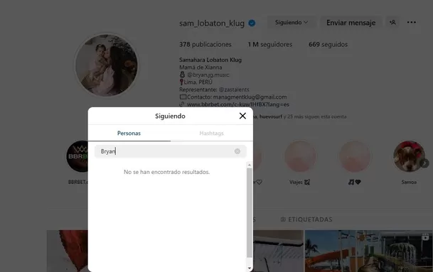 Samahara Lobatón dejó de seguir a Bryan Torres/Foto: Instagram