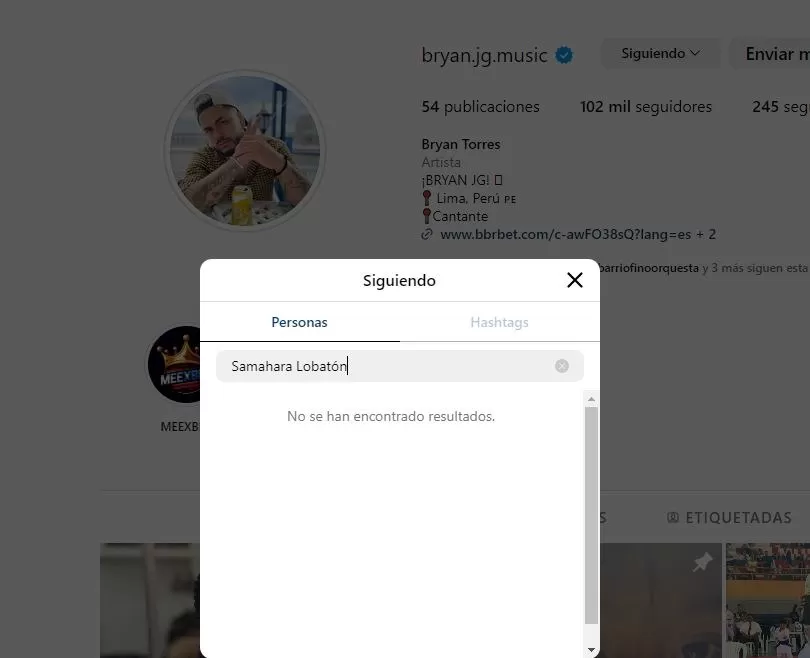 Bryan Torres dejó de seguir en Instagram a Samahara Lobatón/Foto:Instagram