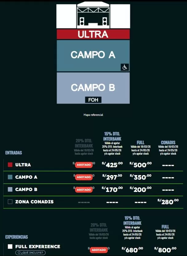 Entradas para el concierto de Santos Bravos en Lima / Captura 