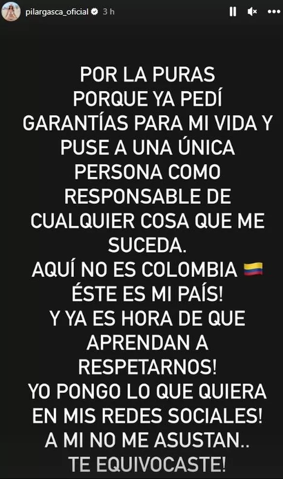 Pilar Gasca no menciona a Milena Zárate, pero deja sospechoso mensaje / Instagram