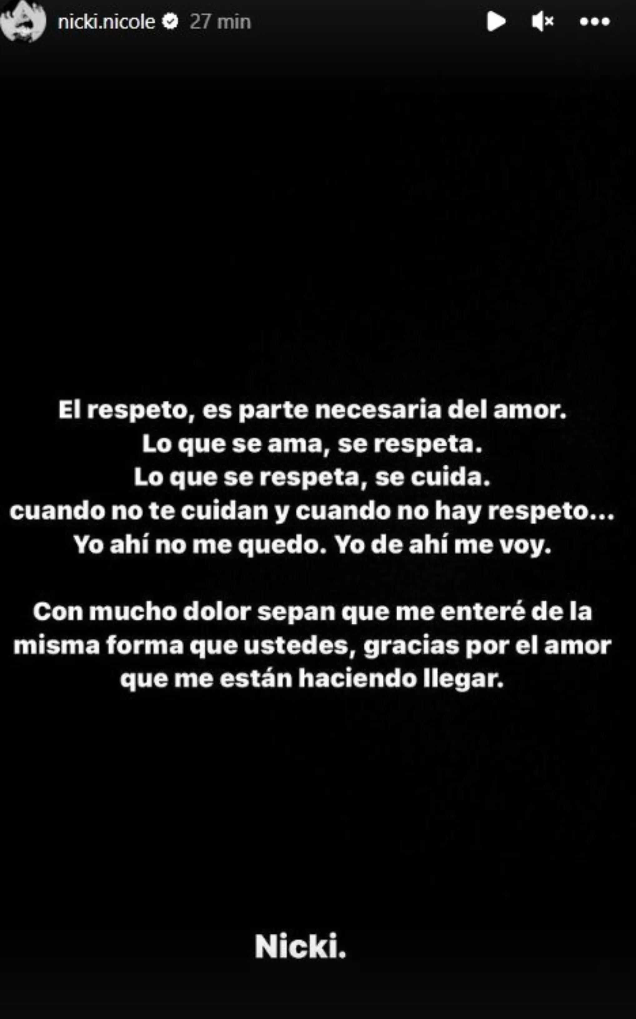 Nicki Nicole anunció su separación de Peso Pluma tras video del cantante con otra mujer / Instagram