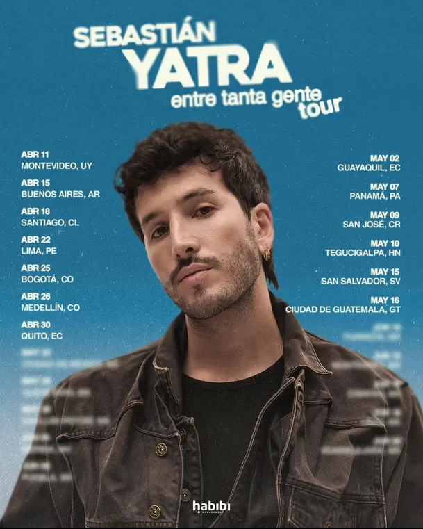 Sebastián Yatra en el perú con “Entre Tanta Gente Tour”/ Foto: Instagram