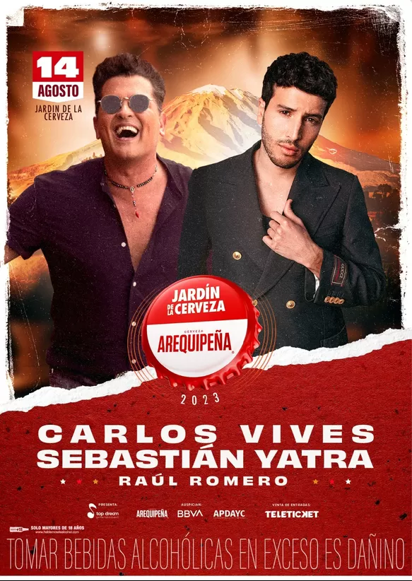 Sebastián Yatra y Carlos Vives ofrecerán concierto en Perú 